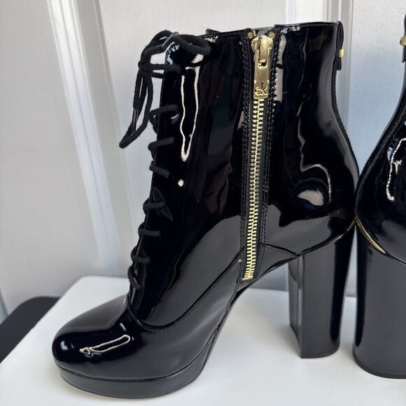 Calvin Klein Melinda Patent Leather Ankle Lace Up Boots US 7 M Black NWB - Picture 8 of 12